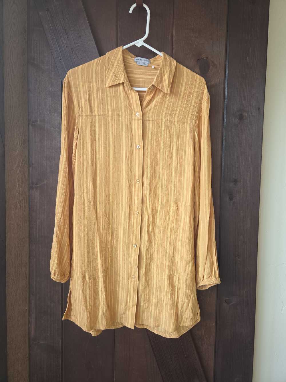Prana Longline Mustard Button-Down Beach Cover Up